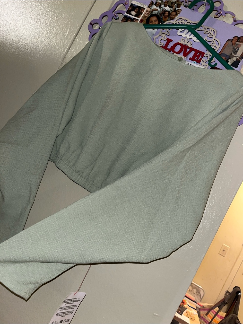 ASOS Sage Green Cropped Long Sleeve Top